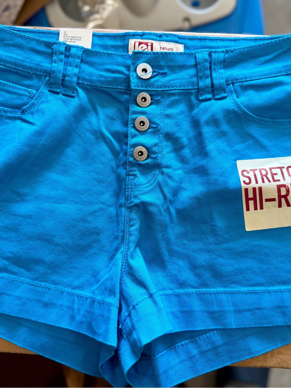 Lei Juniors Size 11 Electric Blue Stretchy Hi-Rise Shorts NWT